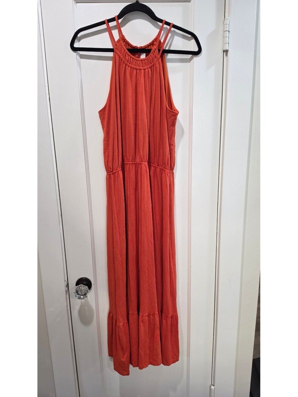LOFT Orange Sleeveless Maxi Dress Medium